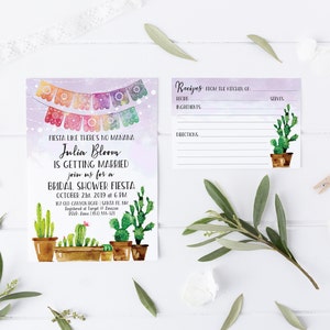 Printable Fiesta Theme Recipe Card Fiesta Theme Bridal Shower Cactus Recipe Card Instant Download PDF 5x3.5 image 5