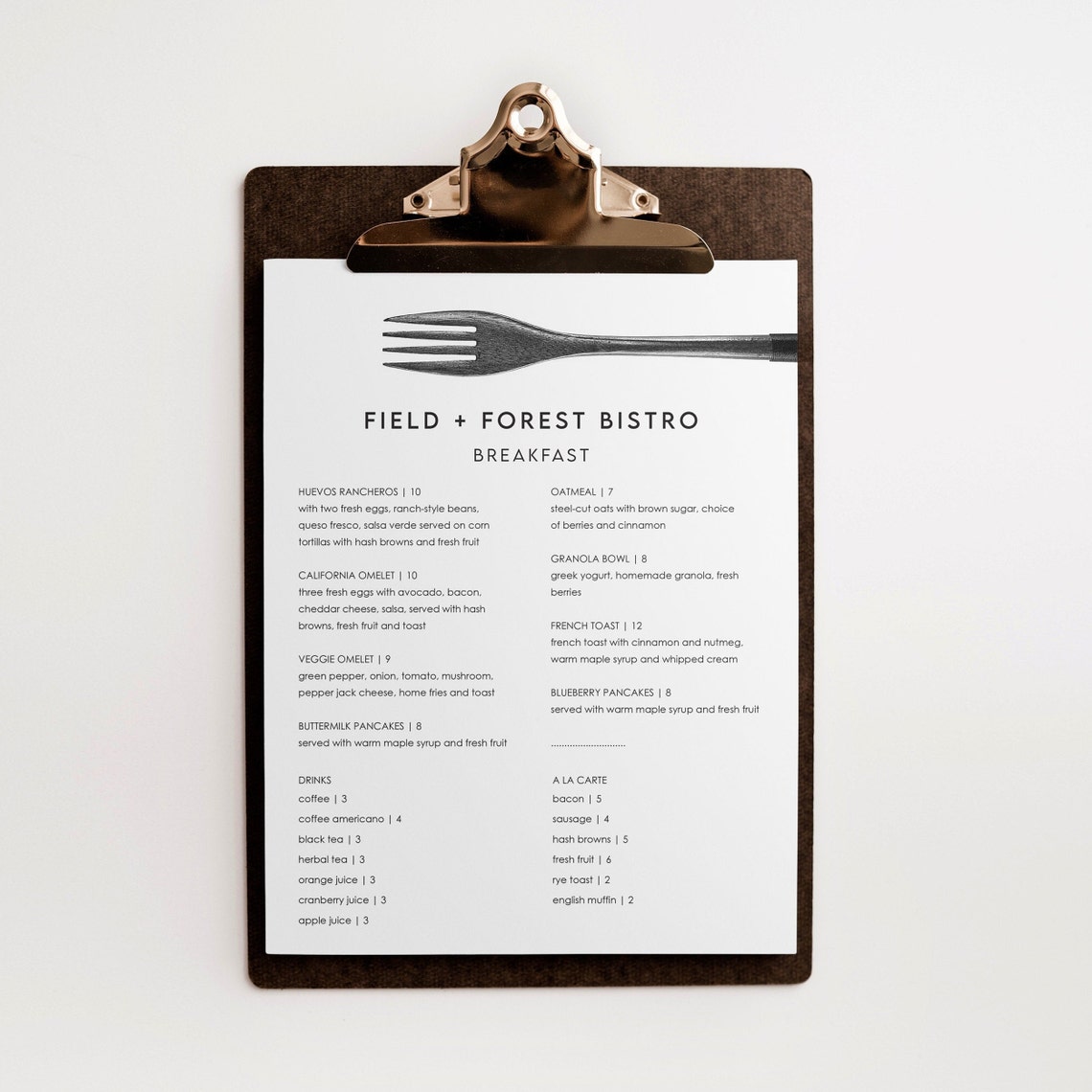 Editable Restaurant Menu Template Front and Back Modern Etsy