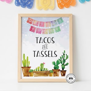Tacos and Tassels Sign, Fiesta Graduation Printable, Non-Editable Download, 5x7 and 8x10