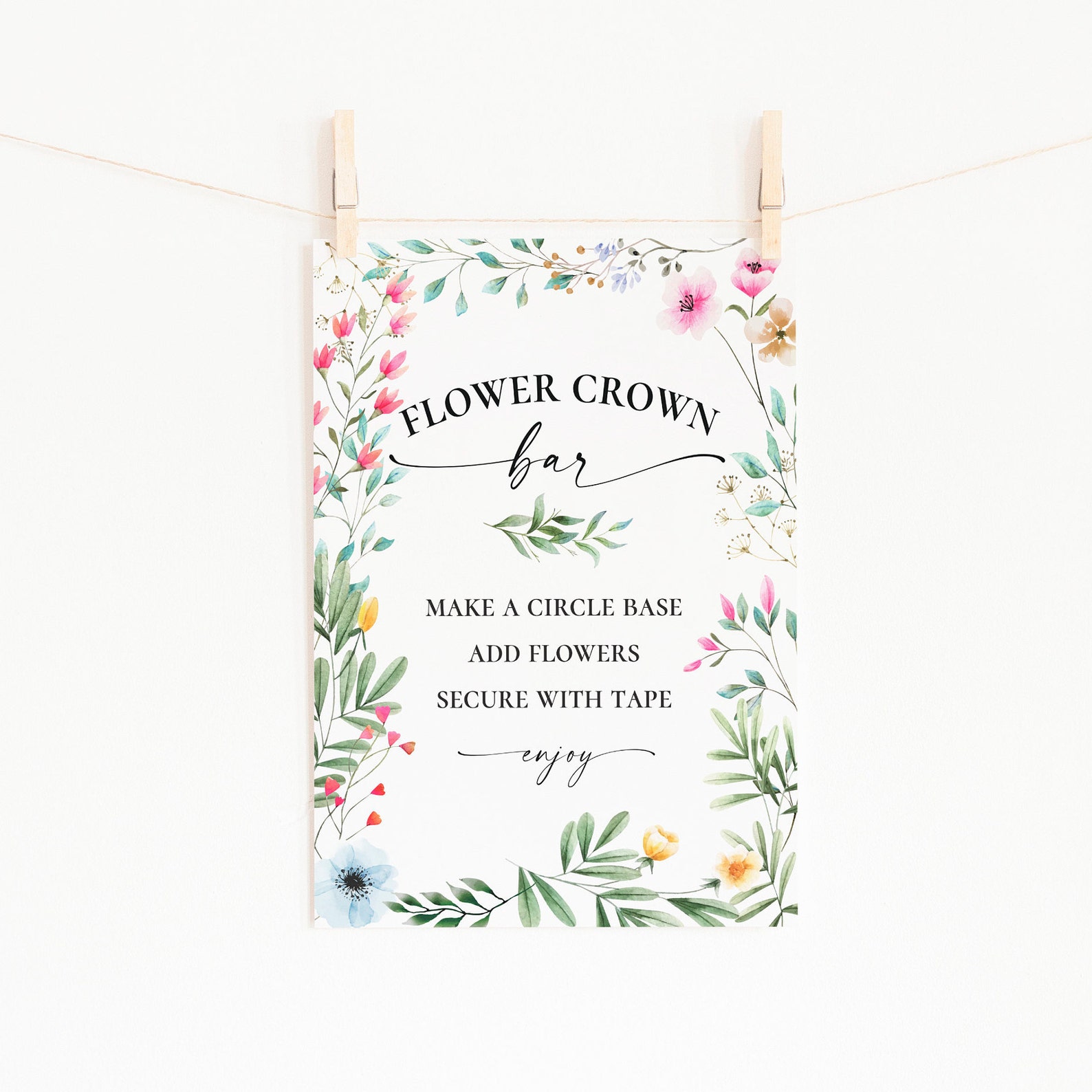 Flower Crown Print DIY Flower Crown Station or Bar Etsy