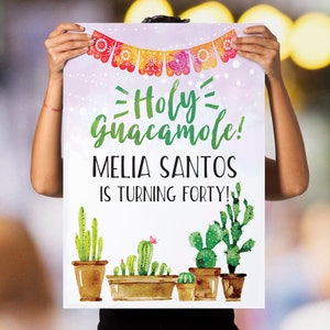 Custom Holy Guacamole! Print | Fiesta | Papel Picado & Cactus | Custom Digital Art Print | Printable Party Decor | 16"x20" PDF Print