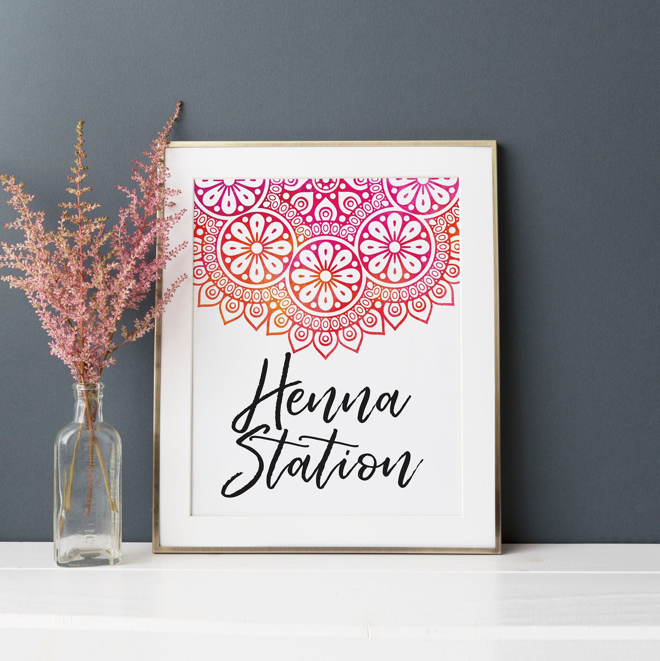 Henna Station Print Pink Mandala Instant Download - Etsy