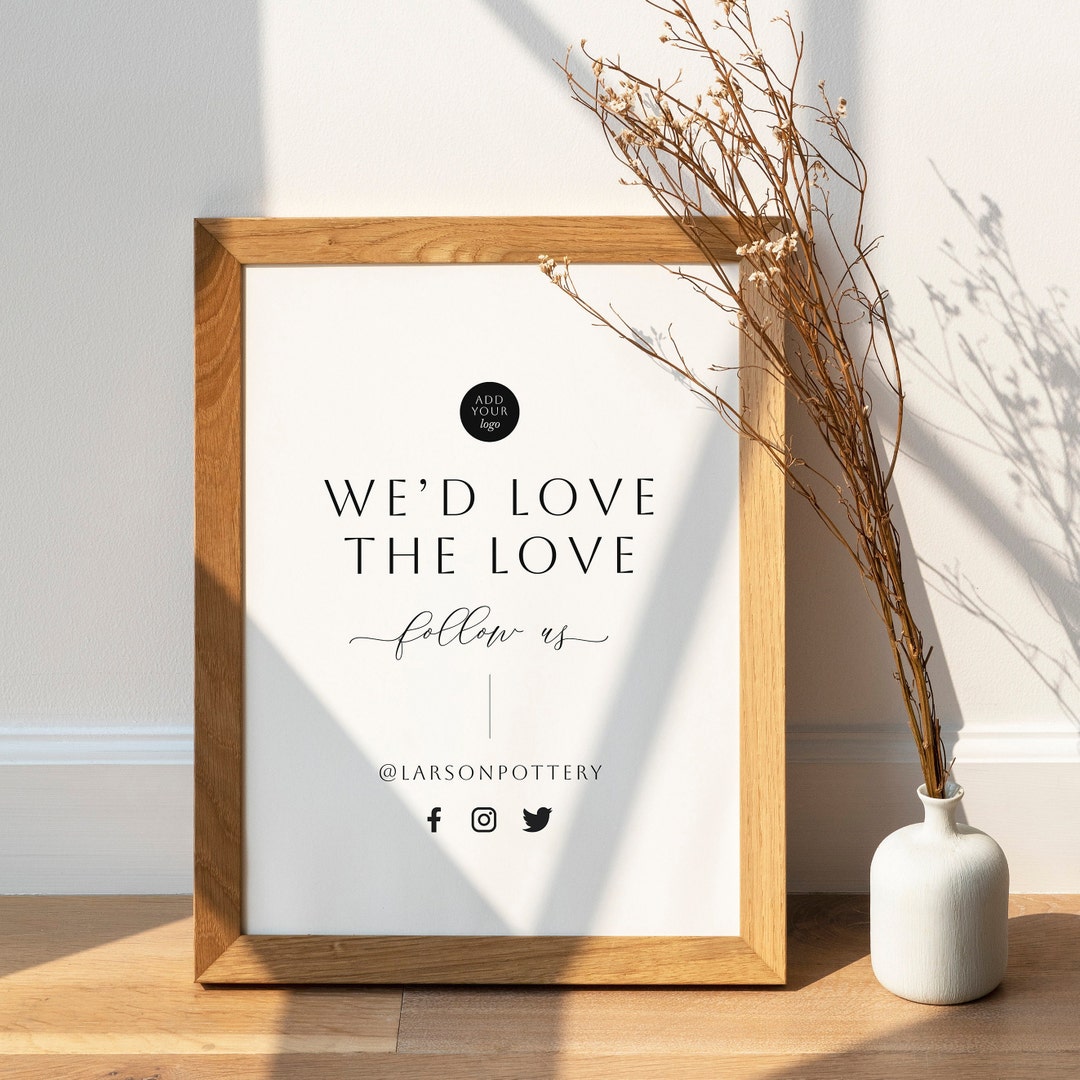 Follow Signs Line Social Media Follow Sign 100% Editable Template Small Business Instant ...
