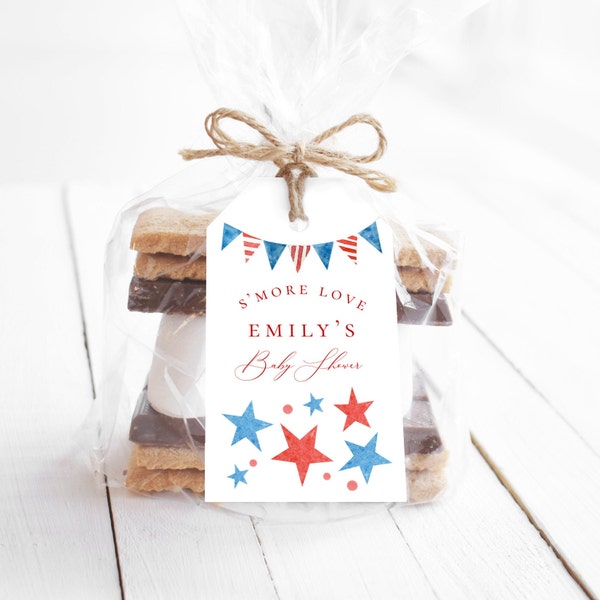 Red, White and Blue Favor Tags | Summer or 4th of July | Instant Download Editable Tag Template | Patriotic Bridal, Baby Shower or Party