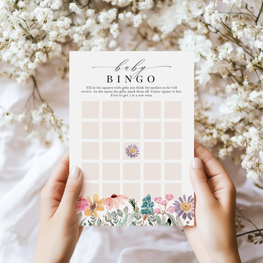 Wildflower Baby Shower Bingo Game: Blush Pink Floral (digital Download ...