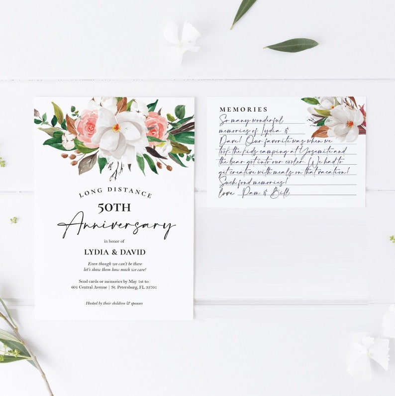Long Distance Wedding Anniversary Party Invite and Memory Card Etsy