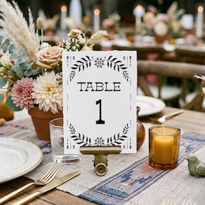 Mexican Folk Floral Table Numbers 1–25, Fiesta Wedding, Bridal Shower or Rehearsal Dinner Decor, No Editing, 5x7