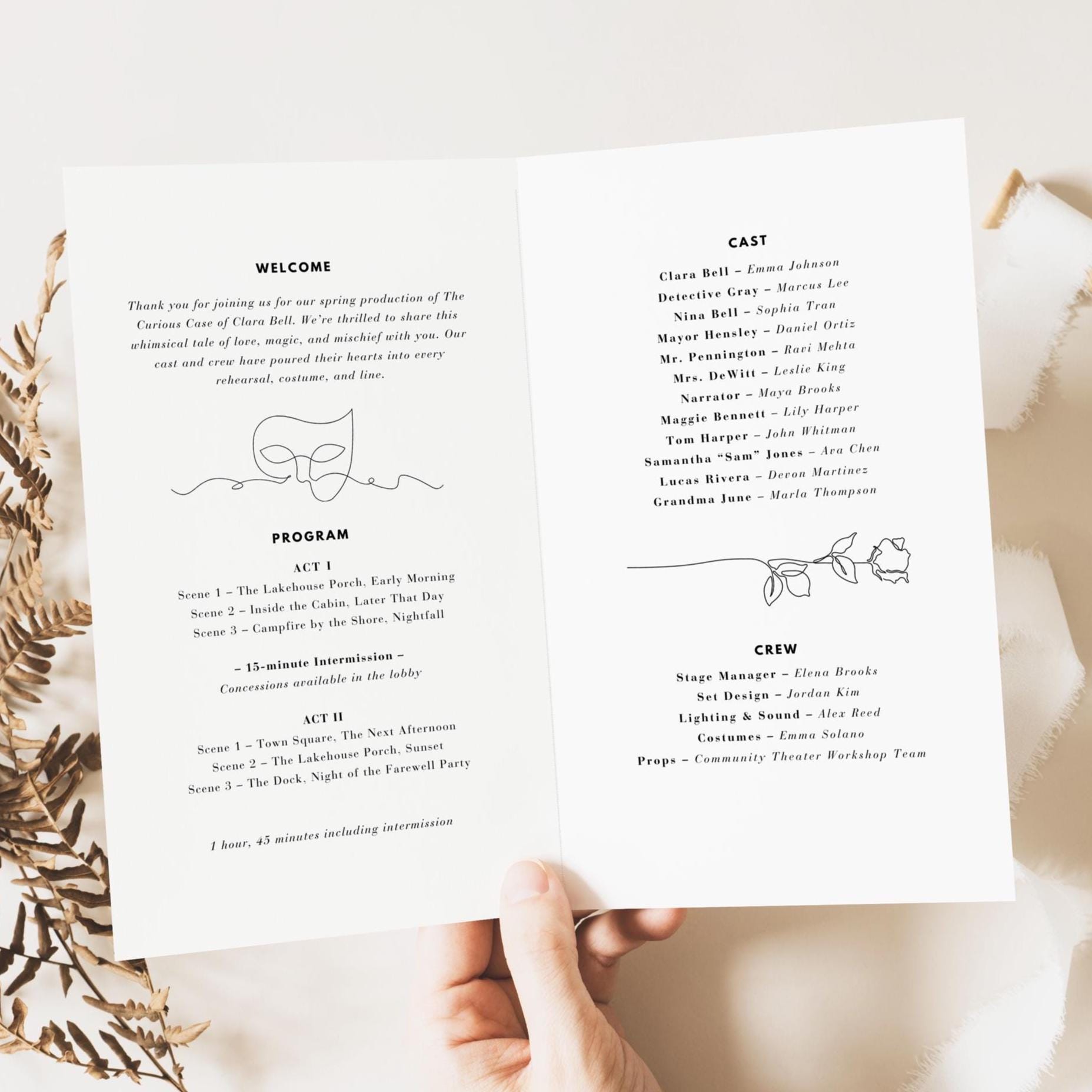 Theater Program Template, Community Performance or School Play ...