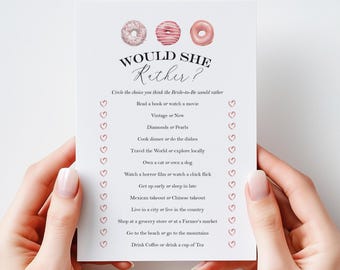 Serait-elle plutôt jeu, thème de douche nuptiale donut & diamant, brunch nuptiale imprimable, téléchargement non modifiable 5 x 7