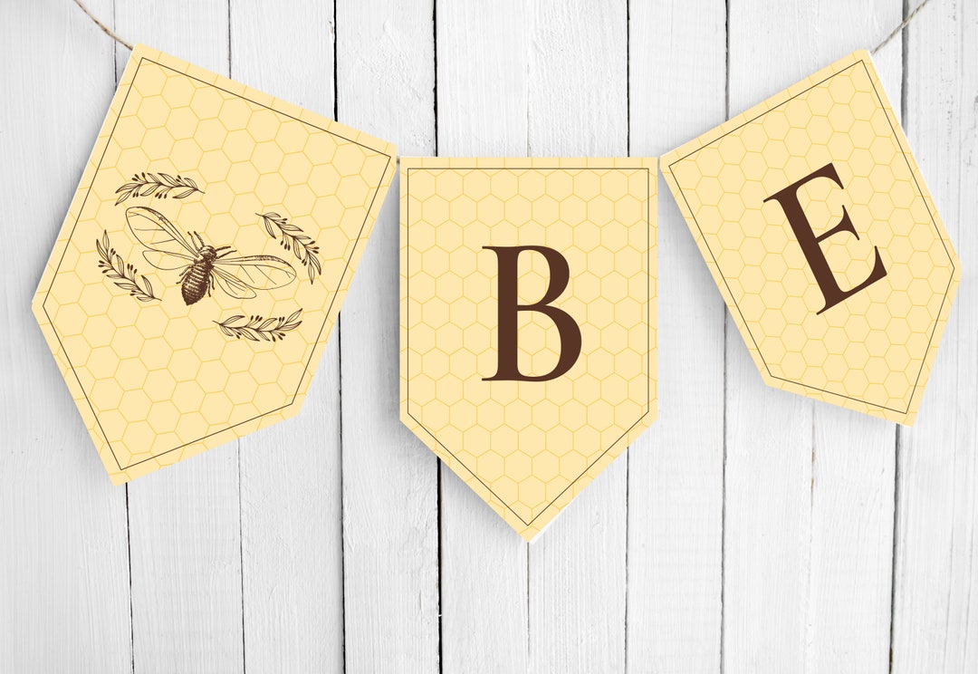 Bee Printable Paper Banner Editable Banner Template Bee Birthday or ...