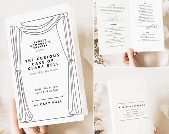 Theater Program Template, Community Performance or School Play, Editable Canva Template