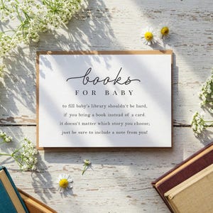 Livres minimalistes à imprimer pour bébé, simple demande de livre, encart pour baby shower, livre au lieu d'une carte, téléchargement, non modifiable, 5 x 3,5