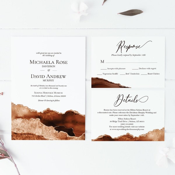 Southwest Wedding Invitation Suite | Editable Wedding Template | Invitation, RSVP and Detail Card | Desert Landscape | Instant Download