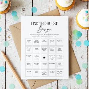 Find the Guest Bingo Game: Minimalist Party Activity (Instant Download)