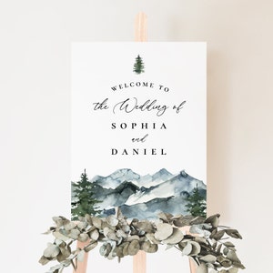 Mountain Welcome Print | Engagement, Bridal Shower or Wedding | Editable Template | Instant Download | 16x20, 20x30 or 24x36