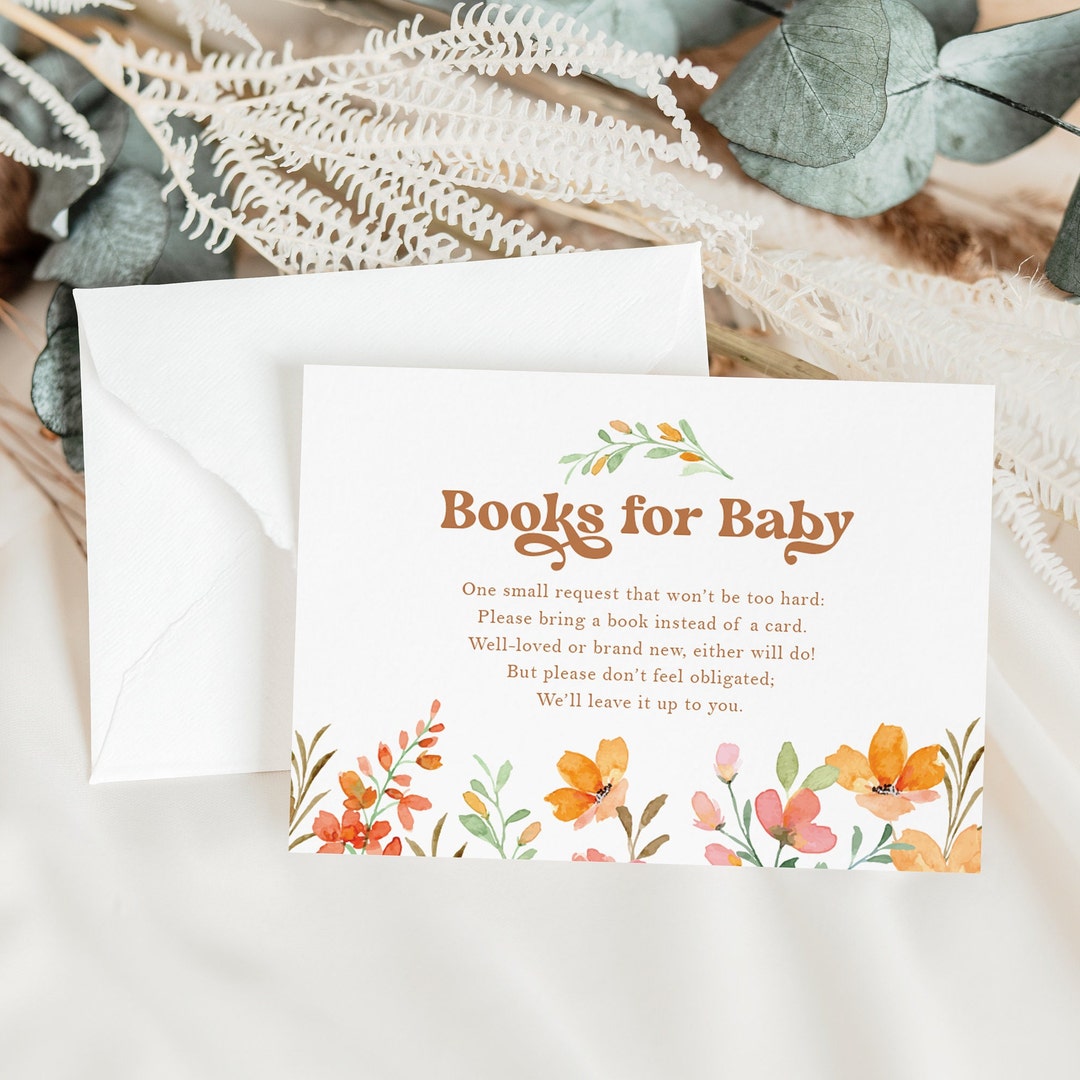 Baby Shower Book Request Card Book for Baby Boho Wildflower Fall or ...