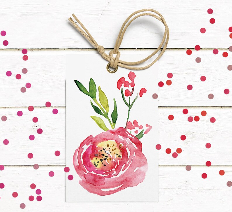 Printable Flower Tags Watercolor Blooms Instant Download Etsy