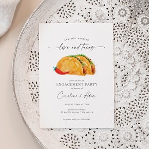 Love and Tacos Engagement or Wedding Shower, Editable Invite, Cinco de Mayo, Casual, Couples Bridal Shower, Mexican, Instant Download, 5x7