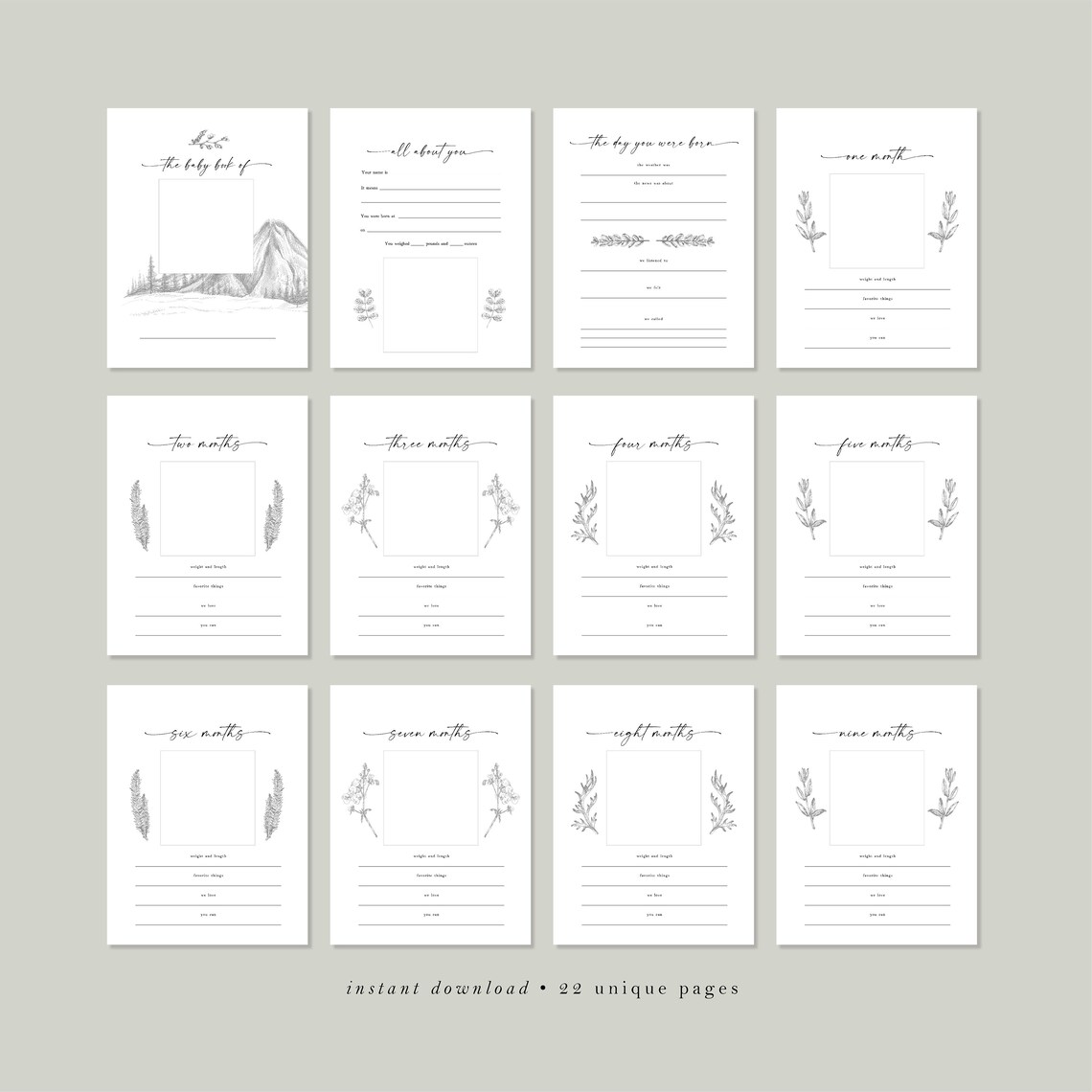 Printable Baby Book Pages DIY Keepsake Journal Pages for - Etsy