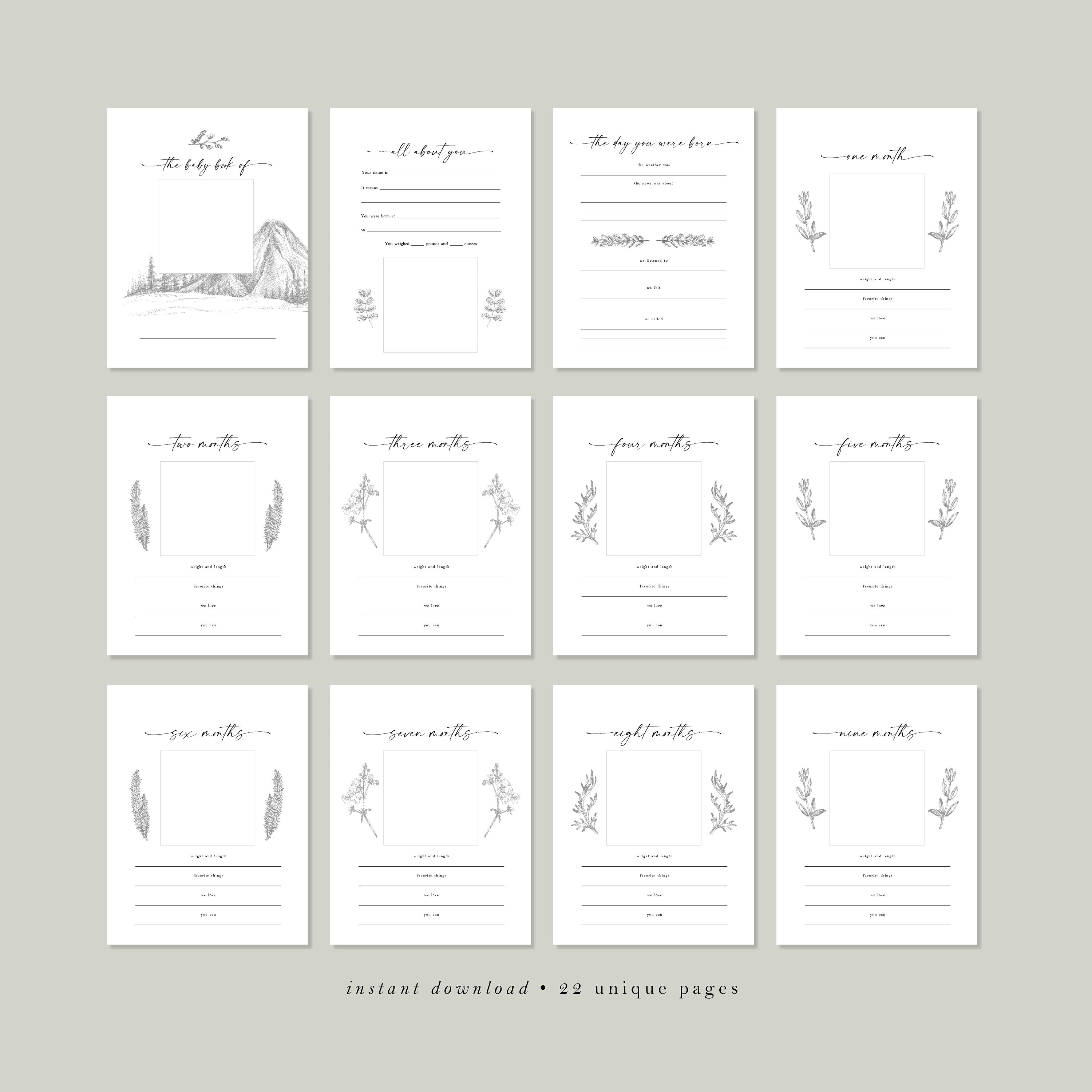 Printable Baby Book Pages DIY Keepsake Journal Pages for - Etsy