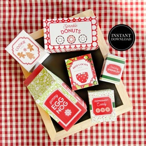Food Packaging Printables | Christmas Play Food Packages | Paper Crafts | Download, Print + Assemble | Instant Download