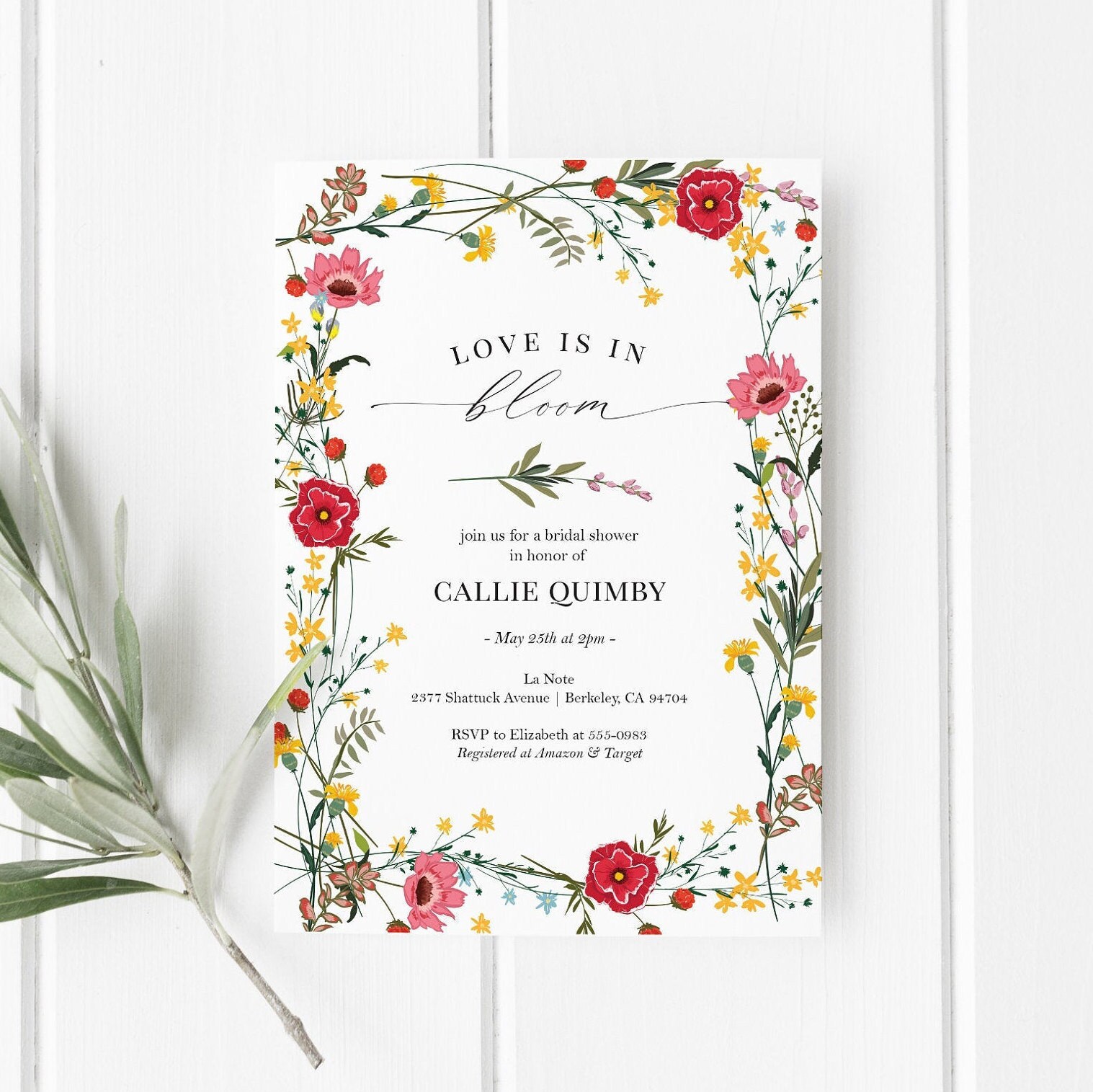 Wildflower Bridal Shower Invitations Editable Digital Bridal Shower