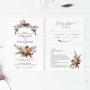 Autumn Floral Wedding Invitation Suite | Editable Templates | Invitation, RSVP and Details | Fall or Autumn Wedding | Instant Download