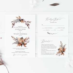 Autumn Floral Wedding Invitation Suite: Editable Template (Instant Download)