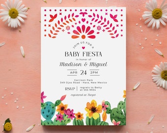 Fiesta Baby Shower Invitation, editable template, couples shower, Mexican, Cinco de Mayo, taco 'bout, baby fiesta, instant download, 5x7