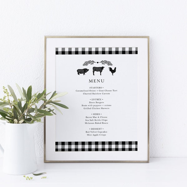 Editable BBQ Food or Cocktail Menu | Rustic Menu Template | I Do BBQ or Baby-Q | Barbecue | Instant Download | 5x7 and 8x10 | Templett