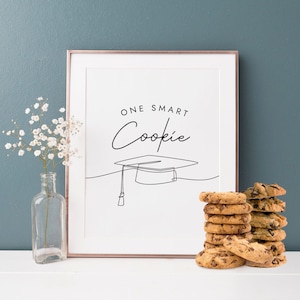One Smart Cookie Sign, Cookie Favor Station or Cookie Buffet Sign, editable sign, printable graduation decor, 5x7 & 8x10, instant download