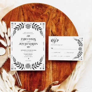 Fiesta Folk Wedding Invitation + Response Card | Editable Templates | Fiesta Folk Wedding | Boho | Printable | Instant Download