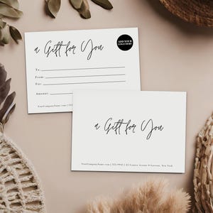 Certificado de regalo minimalista, plantilla editable, vale de regalo, tarjeta de regalo, pequeña empresa, de marca, moderno, 5x7, Canva, descarga instantánea