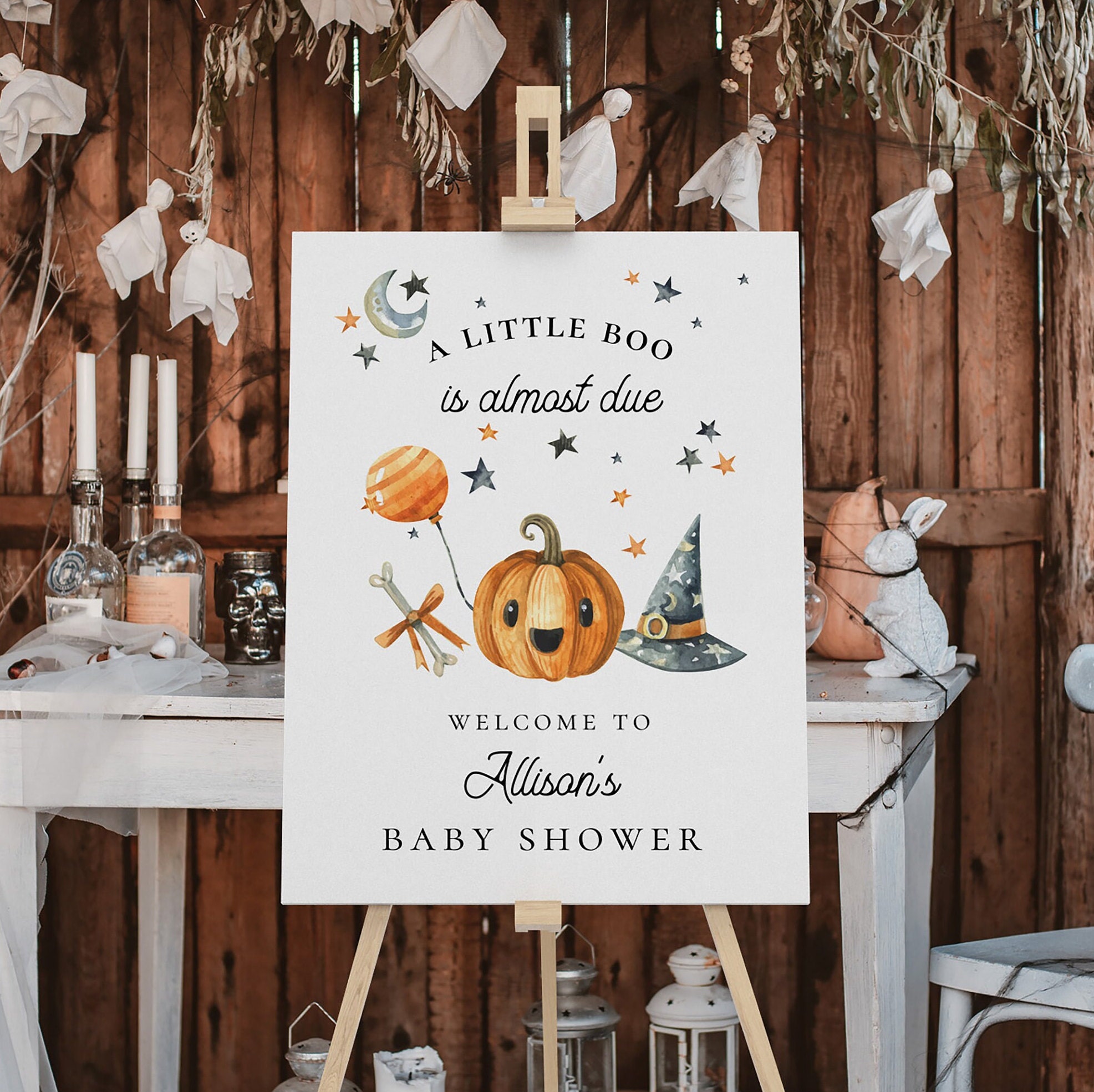 Editable Little Boo Welcome Print Halloween Baby Shower Template