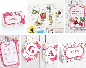 Garden or Flower Shop Printable Kit | Paper Toys | Pretend Play | Children's Paper Crafts | Download, Print + Assemble | Instant Download