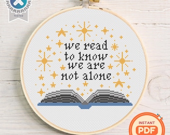 Book Lover Cross Stitch Pattern: Literary Embroidery (PDF Pattern)