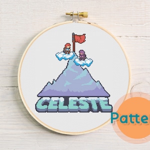 Cross Stitch Pattern - Mount Celeste Cross Stitch Pattern - Madeline and Badeline at the Summit | Pattern Download