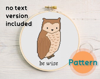 Cross Stitch Pattern - Be Wise Owl - Cute Woodland Owl - Baby Shower Nursery Gift - Cross Stitch Pattern For Kids Instant Download