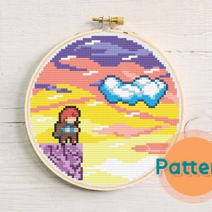 Cross Stitch Pattern - Celeste Sunset Cross Stitch Pattern Download Pattern Keeper - Video Game - Gamer X stitch