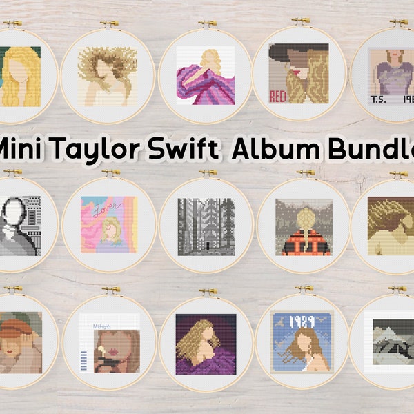 Cross Stitch Patterns BUNDLE - Mini Taylor Swift Albums - Cross Stitch Pattern PDF Instant Download