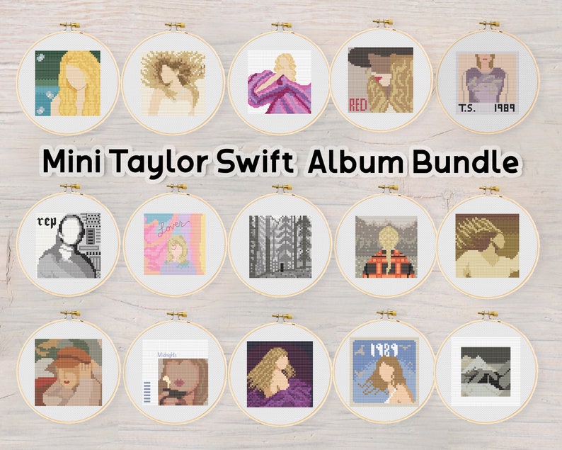 Cross Stitch Patterns BUNDLE Mini Taylor Swift Albums Cross Stitch Pattern PDF Instant Download image 1