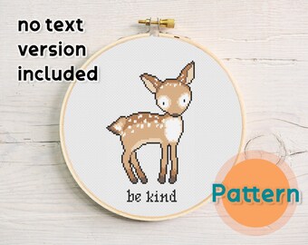 Cross Stitch Pattern - Deer - Cute Woodland Deer - Baby Shower Nursery Gift - Cross Stitch Pattern For Kids Instant Download