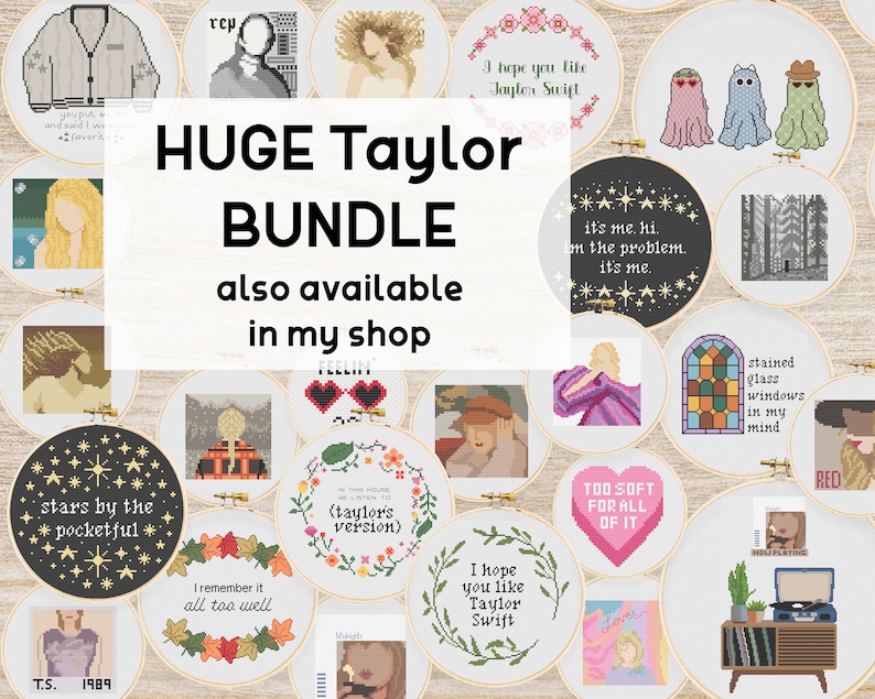 Cross Stitch Patterns BUNDLE Mini Taylor Swift Albums Cross Stitch Pattern PDF Instant Download image 3