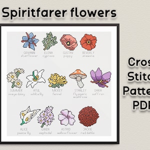 Cross Stitch Pattern - Spiritfarer Flowers Inspired - All 13 Flowers for each Spiritfarer Character - Instant Download Xstitch Pattern PDF