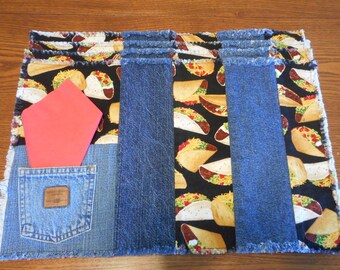 Set of 4 Tacos and Vegies Pocket Placemats