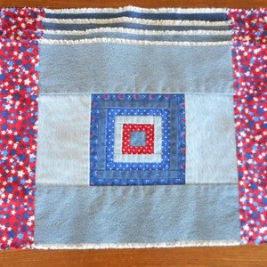 Set of 4 Red White and Blue Pieced Square Placemats