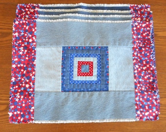 Set of 4 Red White and Blue Pieced Square Placemats