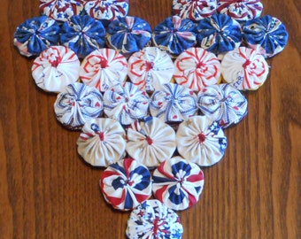 Red White and Blue Yoyo Heart Trivet
