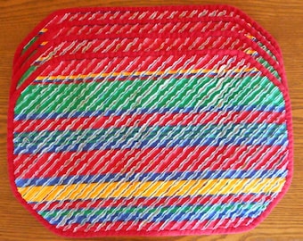Set of 4 Octagonal Faux Chenille Placemats