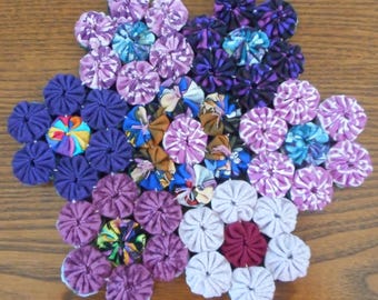 Purple/Teal Flower Cluster Small Yoyo Trivet